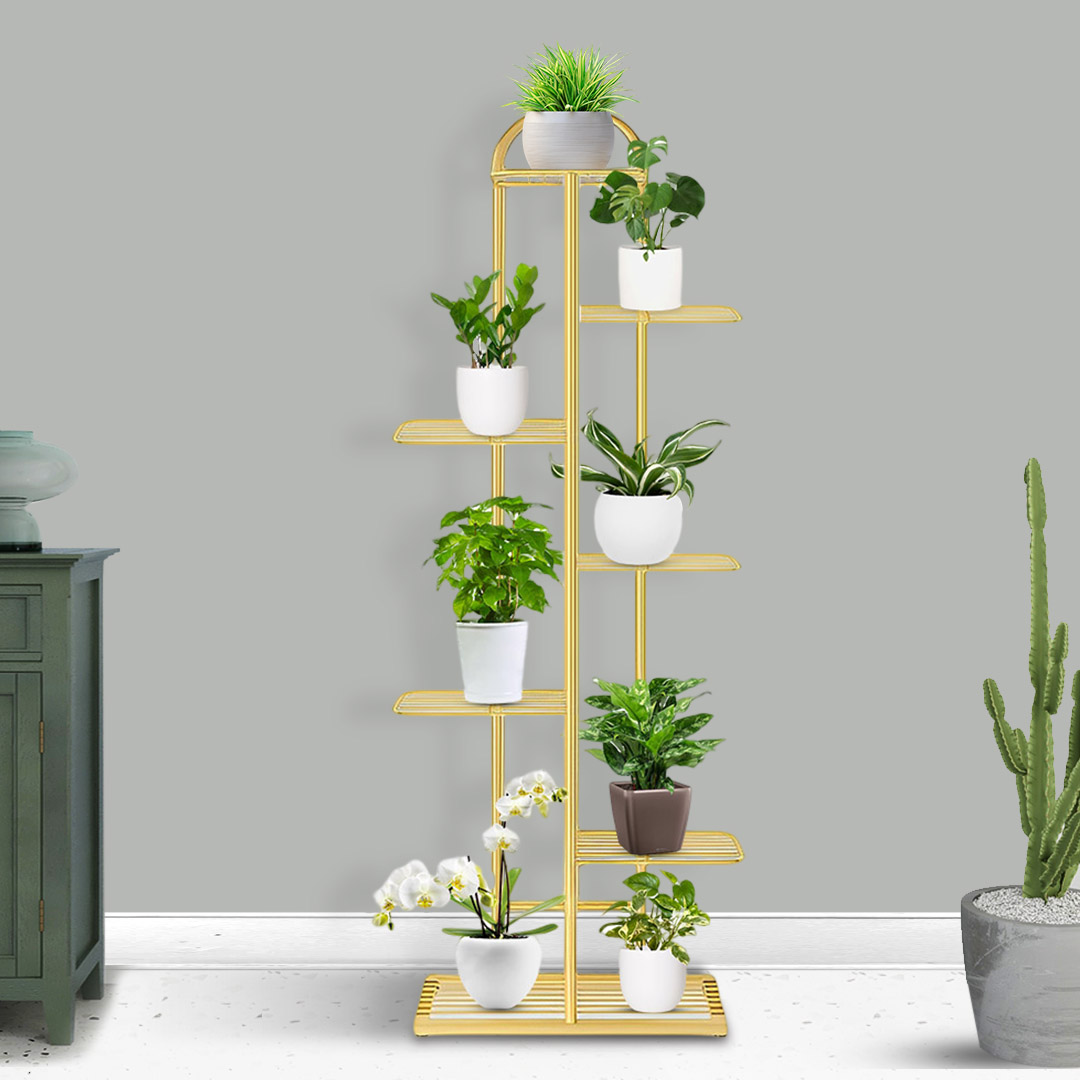 Soga 7 Tier 8 Pots Gold Metal Plant Stand Flowerpot Display Shelf Rack Indoor Home Office Decor, Home &Amp; Living, Home Decor, Indoor Pots, Planters And Plant Stands, , ,  - Nz Depot 3