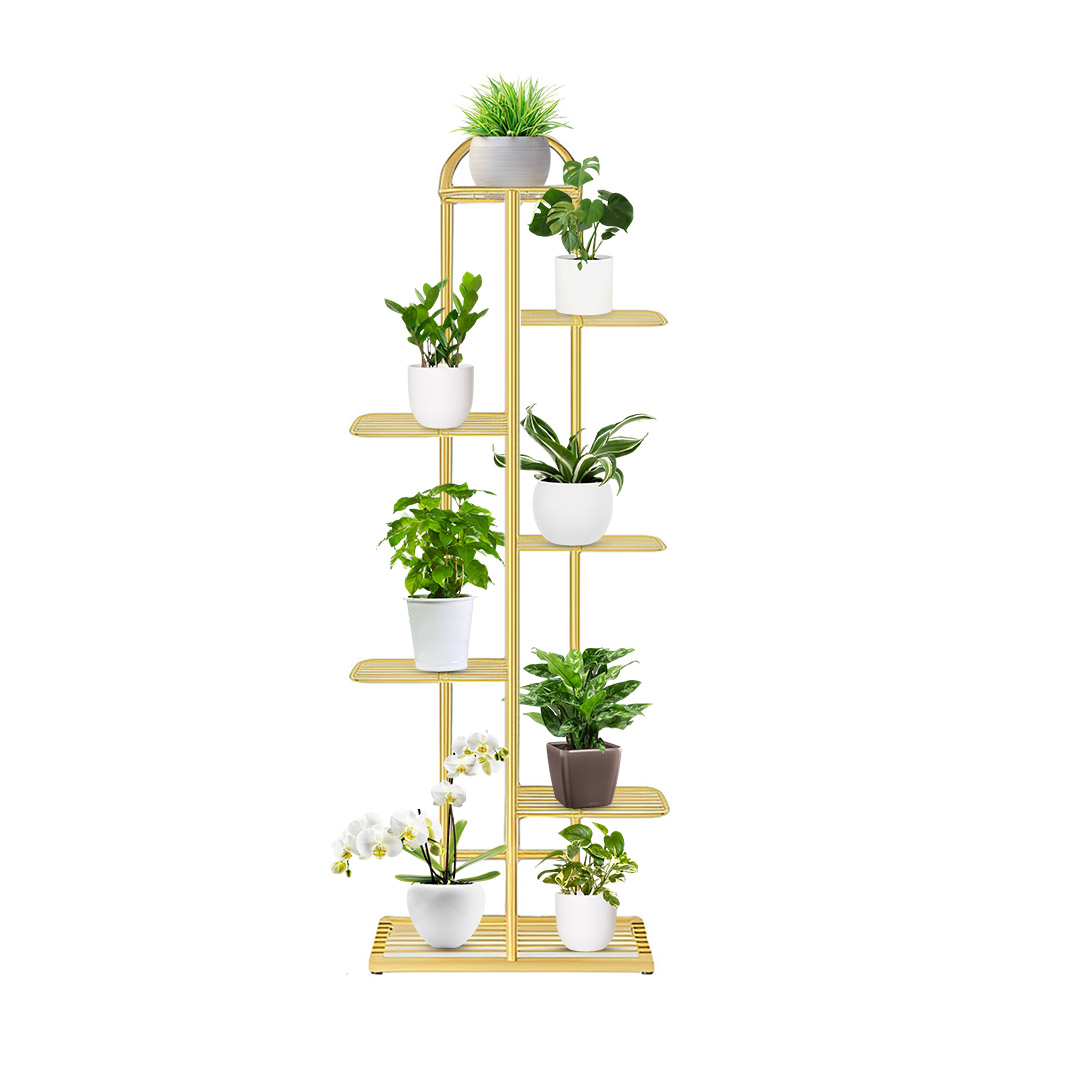 Soga 7 Tier 8 Pots Gold Metal Plant Stand Flowerpot Display Shelf Rack Indoor Home Office Decor, Home &Amp; Living, Home Decor, Indoor Pots, Planters And Plant Stands, , ,  - Nz Depot 1