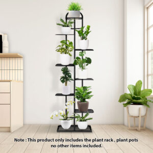 SOGA 8 Tier 9 Pots Black Metal Plant Stand Flowerpot Display Shelf Rack Indoor Home Office Decor, Home & Living, Home Decor, Indoor Pots, Planters and Plant Stands, , ,  - NZ DEPOT 2