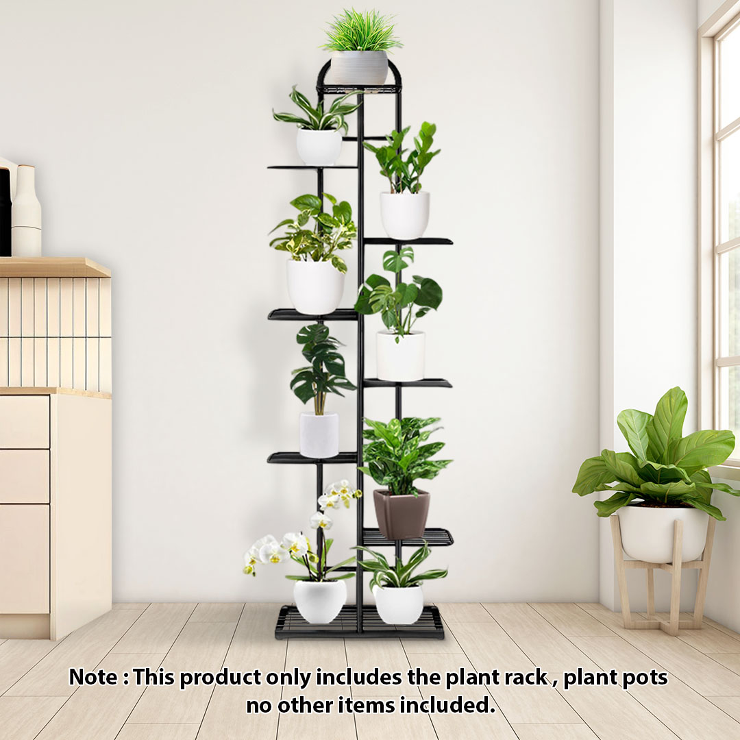 Soga 8 Tier 9 Pots Black Metal Plant Stand Flowerpot Display Shelf Rack Indoor Home Office Decor, Home &Amp; Living, Home Decor, Indoor Pots, Planters And Plant Stands, , ,  - Nz Depot 2