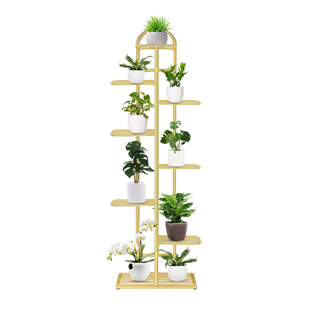 Soga 8 Tier 9 Pots Gold Metal Plant Stand Flowerpot Display Shelf Rack Indoor Home Office Decor, Home &Amp; Living, Home Decor, Indoor Pots, Planters And Plant Stands, , ,  - Nz Depot 1