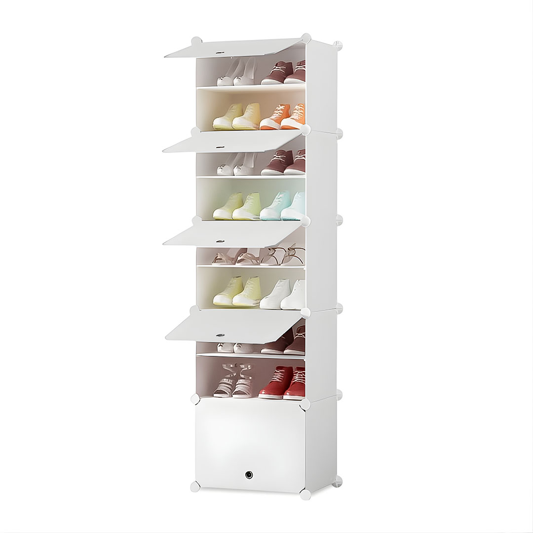 Soga 8 Tier White Shoe Rack Organizer Sneaker Footwear Storage Stackable Stand Cabinet Portable Wardrobe With Cover, Furniture, Storage &Amp; Shelving, Shoe Storage, , ,  - Nz Depot 1