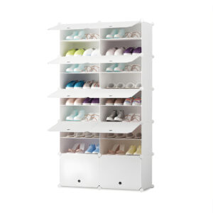 Soga 9 Tier 2 Column White Shoe Rack Organizer Sneaker Footwear Storage Stackable Stand Cabinet Portable Wardrobe With Cover Nz Depot - Nz Depot