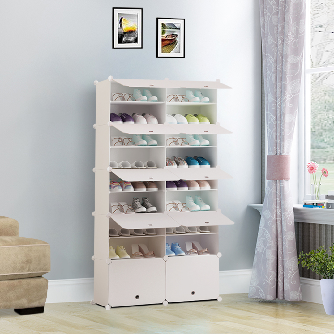 Soga 9 Tier 2 Column White Shoe Rack Organizer Sneaker Footwear Storage Stackable Stand Cabinet Portable Wardrobe With Cover, Furniture, Storage &Amp; Shelving, Shoe Storage, , ,  - Nz Depot 5