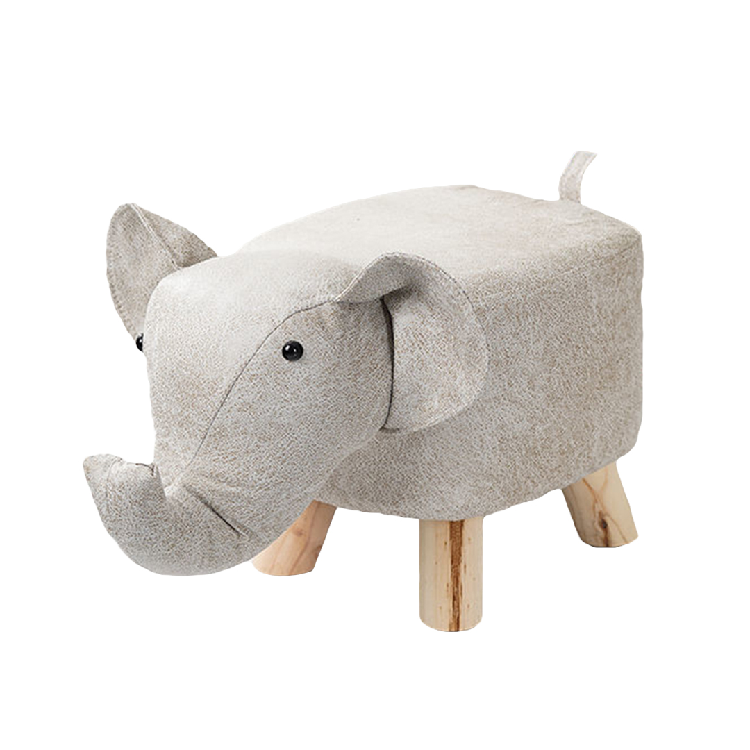 Soga Beige Children Bench Elephant Character Round Ottoman Stool Soft Small Comfy Seat Home Decor, Furniture, Other Seating, Benches, , ,  - Nz Depot 1