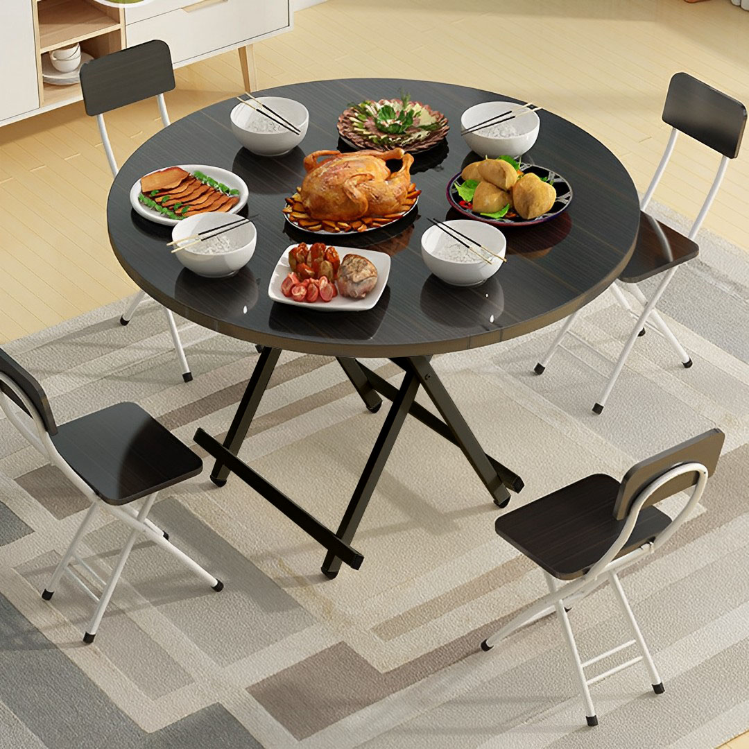 Soga Black Dining Table Portable Round Surface Space Saving Folding Desk Home Decor, Furniture, Living Room Furniture, Tables, , ,  - Nz Depot 2