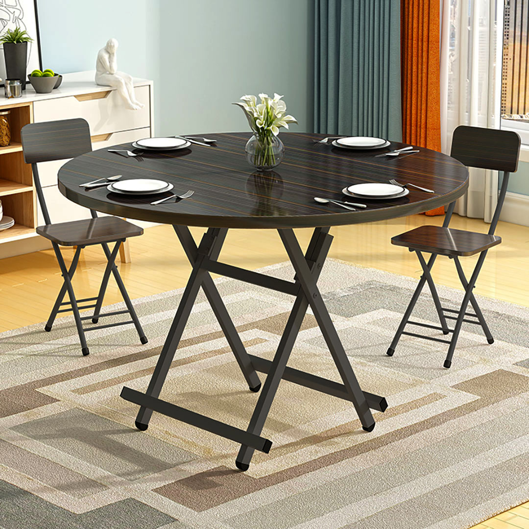 Soga Black Dining Table Portable Round Surface Space Saving Folding Desk Home Decor, Furniture, Living Room Furniture, Tables, , ,  - Nz Depot 3