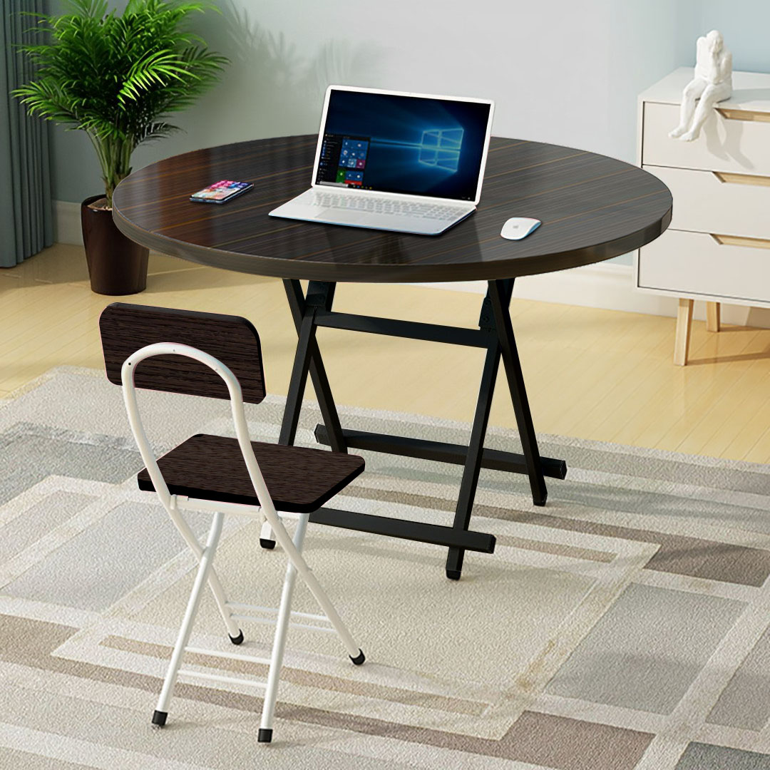 Soga Black Dining Table Portable Round Surface Space Saving Folding Desk Home Decor, Furniture, Living Room Furniture, Tables, , ,  - Nz Depot 4