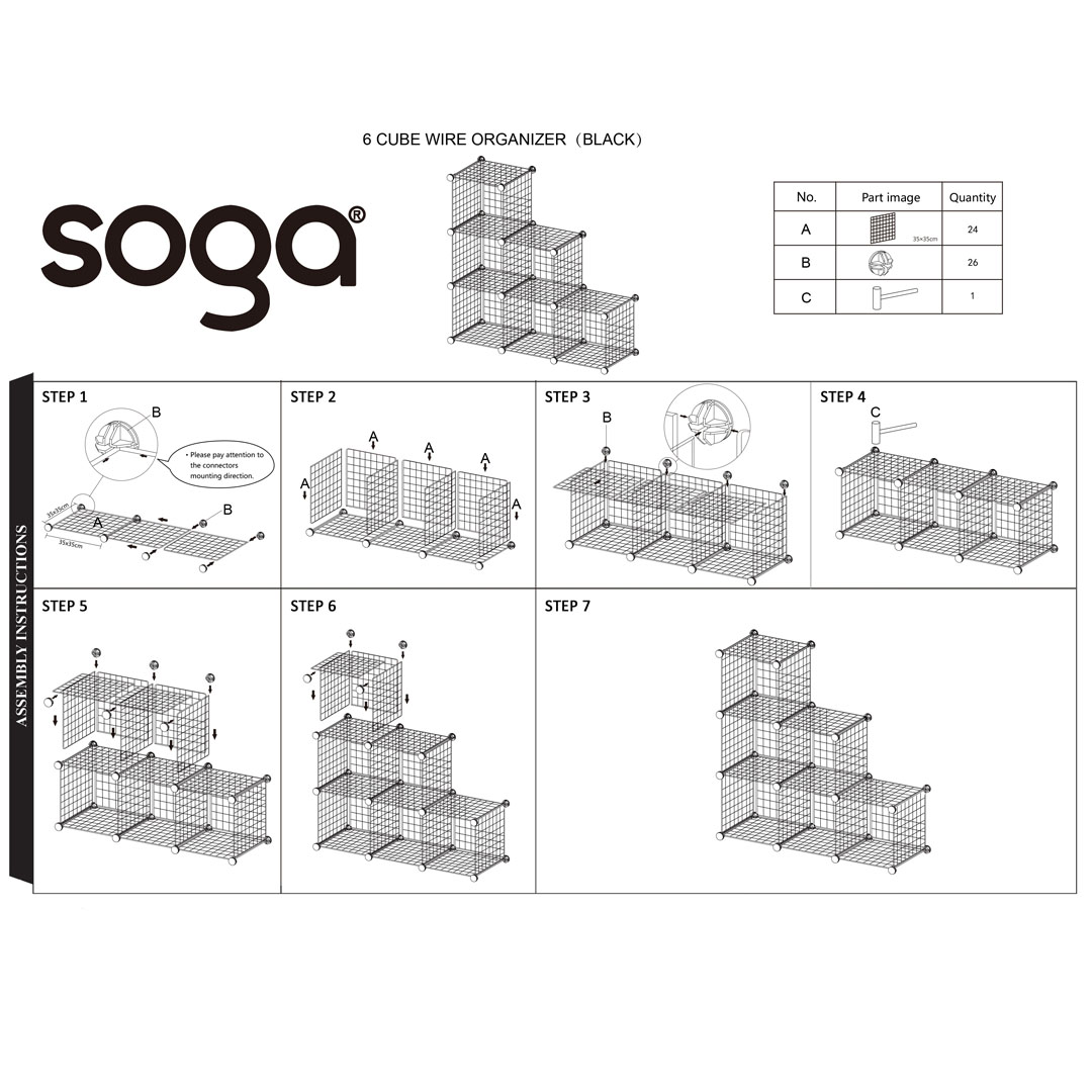 Soga Black Portable 6-Cube 3 Column Storage Organiser Foldable Diy Modular Grid Space Saving Shelf, Furniture, Storage &Amp; Shelving, Home Storage, , ,  - Nz Depot 9