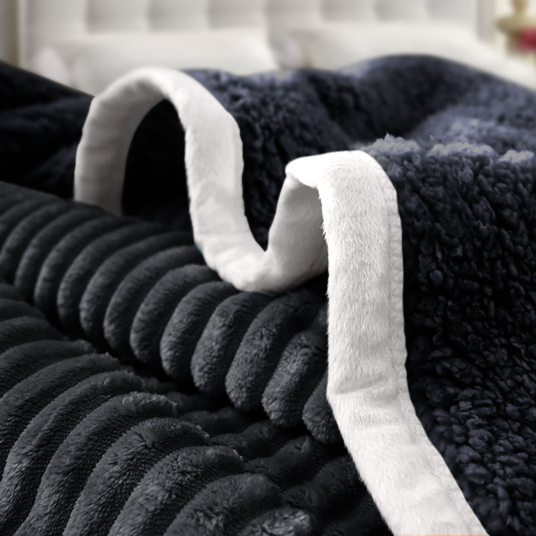 Soga Black Throw Blanket Warm Cozy Double Sided Thick Flannel Coverlet Fleece Bed Sofa Comforter, Home, Bed Linen, Throws And Blankets, Blankets, ,  - Nz Depot 5