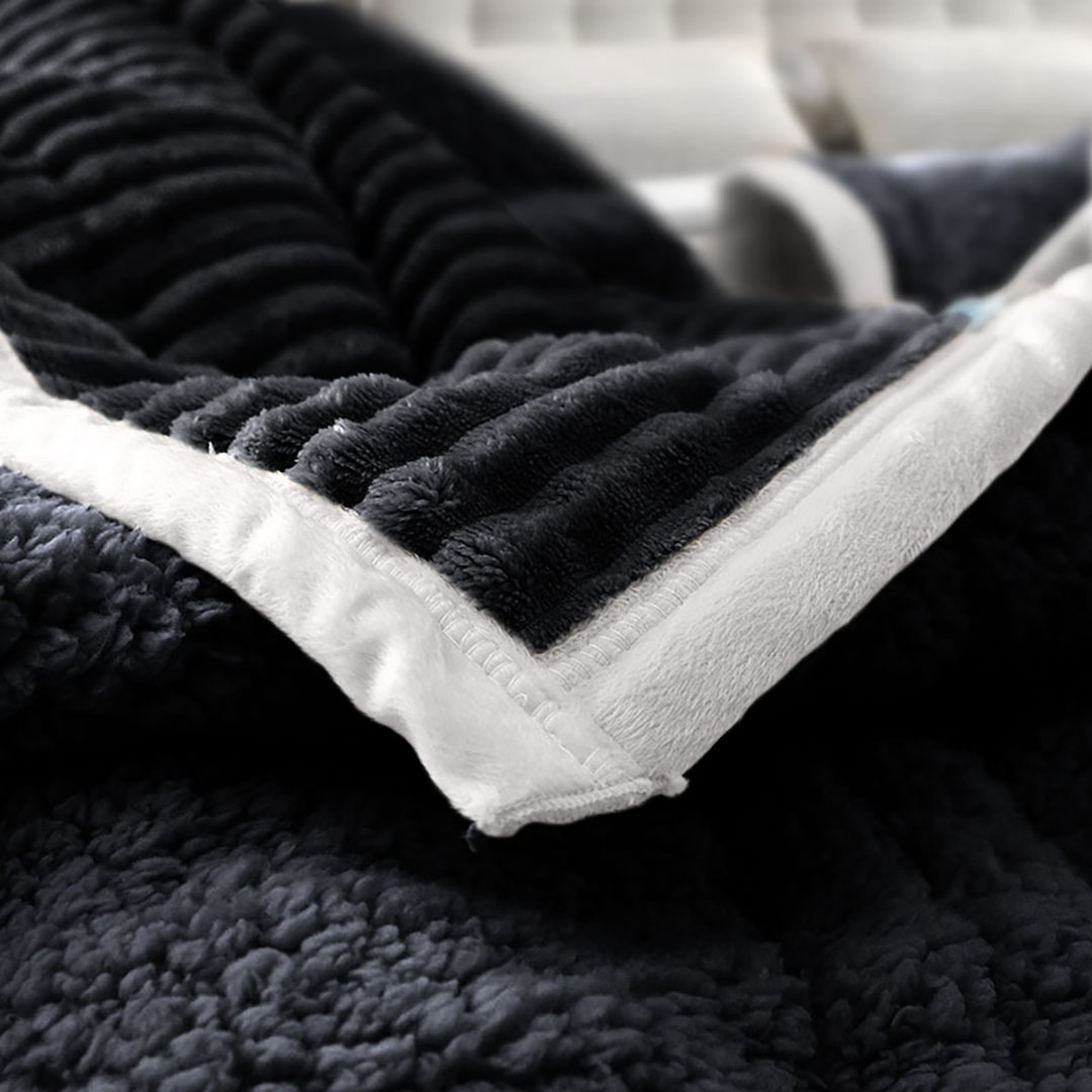 Soga Black Throw Blanket Warm Cozy Double Sided Thick Flannel Coverlet Fleece Bed Sofa Comforter, Home, Bed Linen, Throws And Blankets, Blankets, ,  - Nz Depot 6