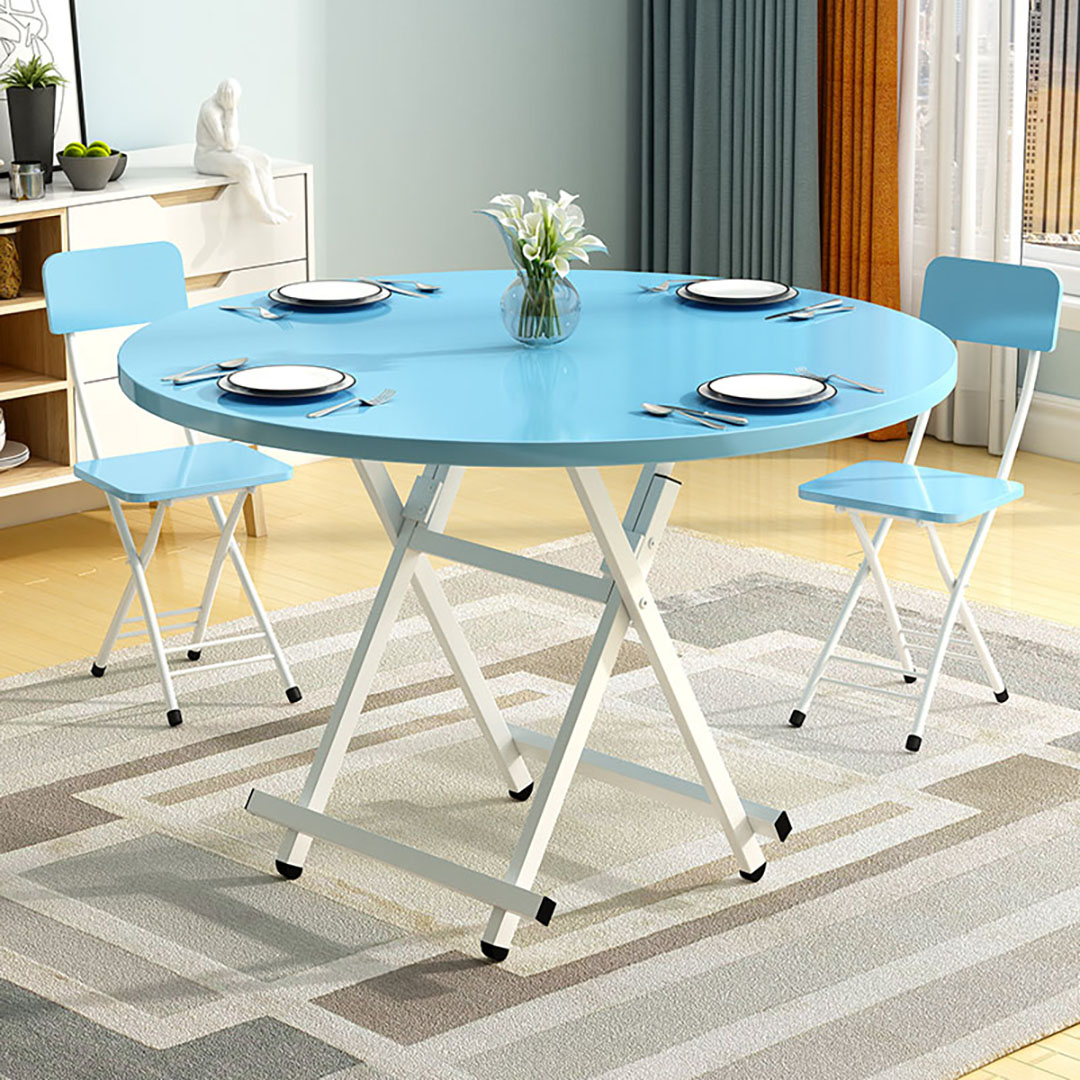 Soga Blue Dining Table Portable Round Surface Space Saving Folding Desk Home Decor, Furniture, Living Room Furniture, Tables, , ,  - Nz Depot 2