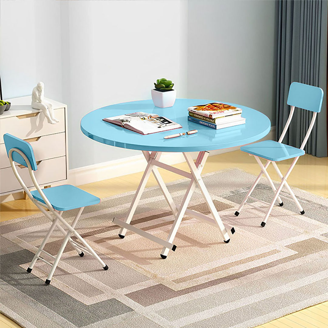 Soga Blue Dining Table Portable Round Surface Space Saving Folding Desk Home Decor, Furniture, Living Room Furniture, Tables, , ,  - Nz Depot 4