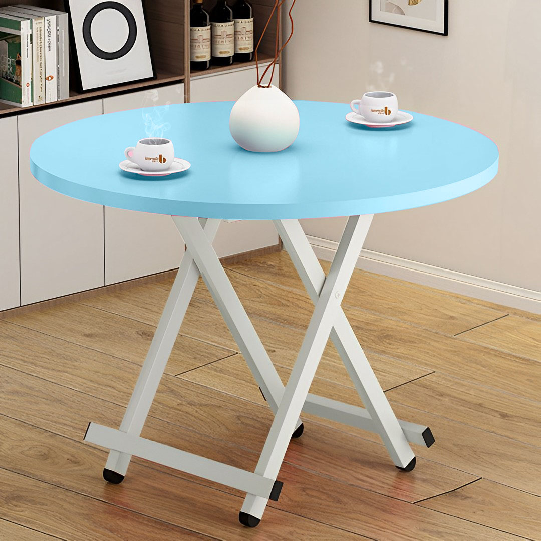 Soga Blue Dining Table Portable Round Surface Space Saving Folding Desk Home Decor, Furniture, Living Room Furniture, Tables, , ,  - Nz Depot 5