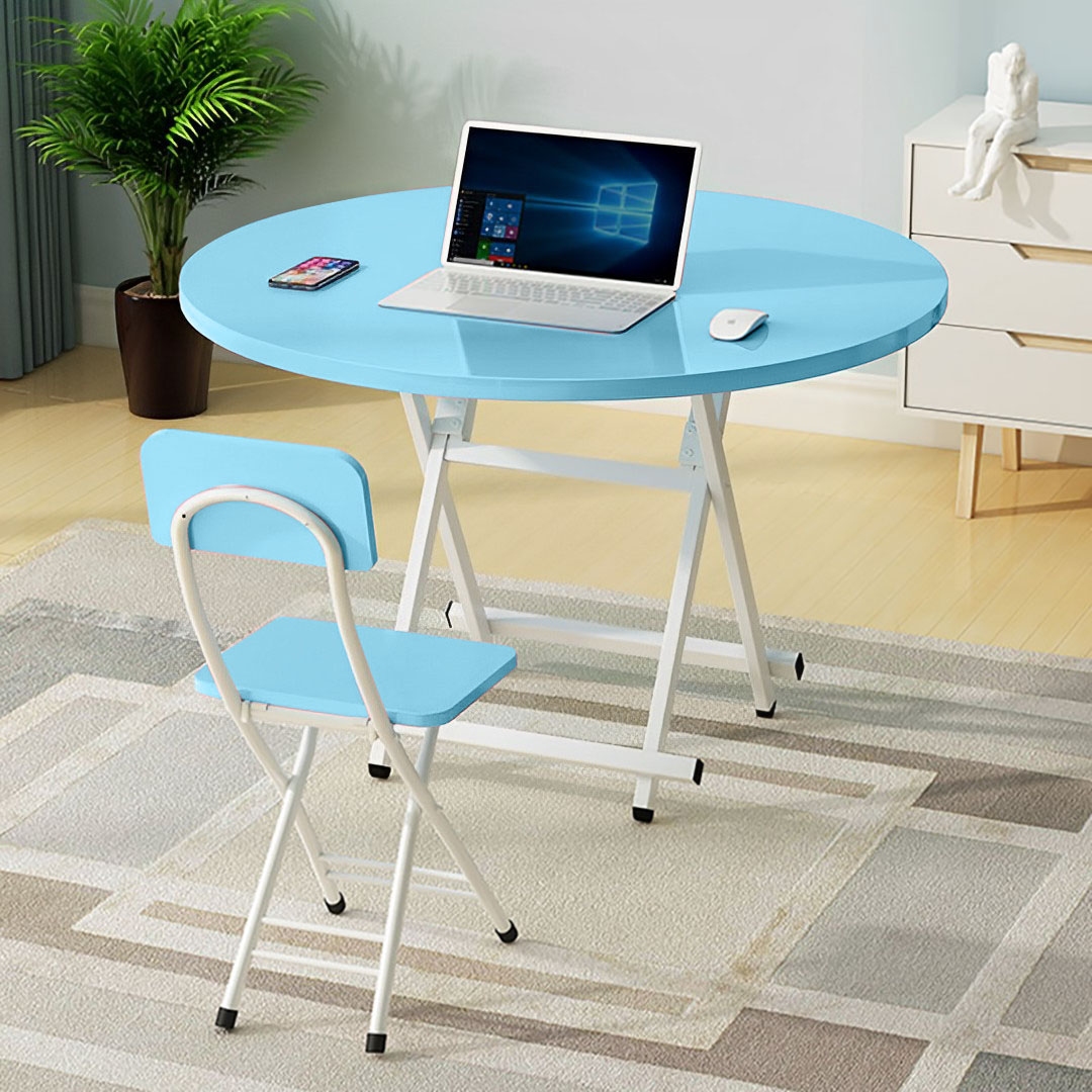 Soga Blue Dining Table Portable Round Surface Space Saving Folding Desk Home Decor, Furniture, Living Room Furniture, Tables, , ,  - Nz Depot 6