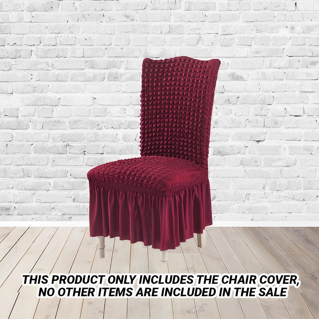 SOGA Burgundy Chair Cover Seat Protector with Ruffle Skirt Stretch Slipcover Wedding Party Home Decor, Home & Living, Home Decor, Chair Covers, , ,  - NZ DEPOT 2