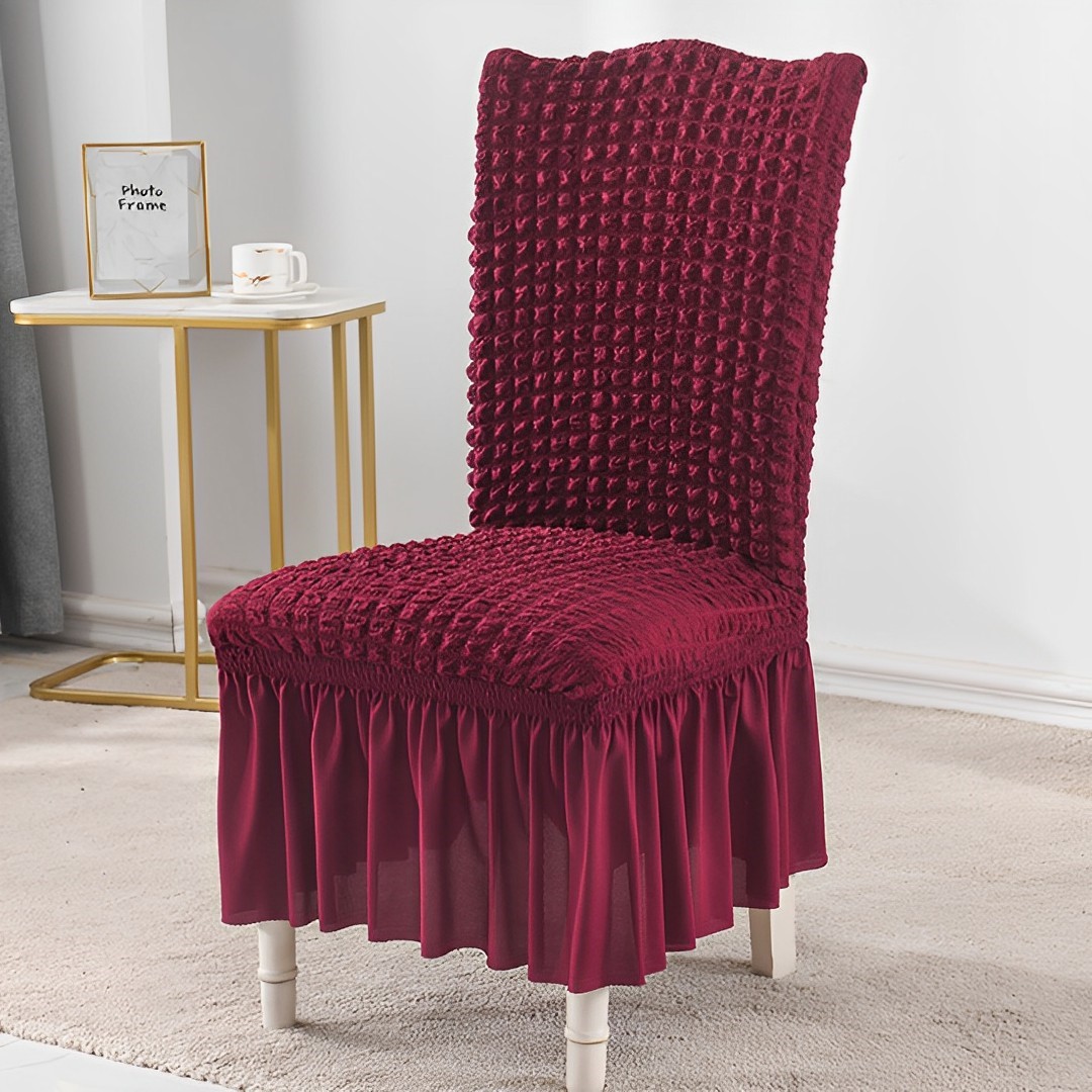 SOGA Burgundy Chair Cover Seat Protector with Ruffle Skirt Stretch Slipcover Wedding Party Home Decor, Home & Living, Home Decor, Chair Covers, , ,  - NZ DEPOT 3