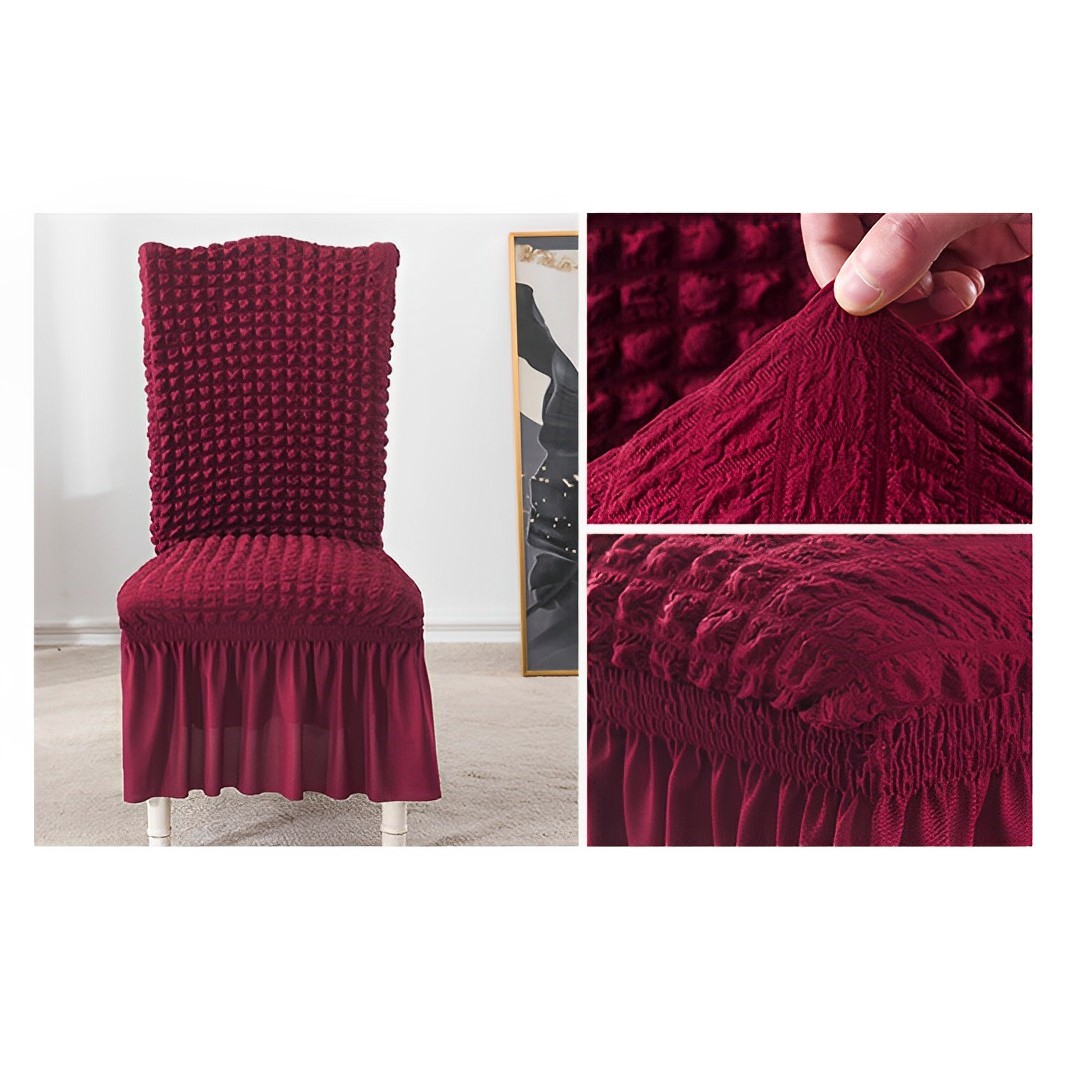 SOGA Burgundy Chair Cover Seat Protector with Ruffle Skirt Stretch Slipcover Wedding Party Home Decor, Home & Living, Home Decor, Chair Covers, , ,  - NZ DEPOT 7