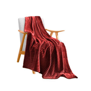 SOGA Burgundy Throw Blanket Warm Cozy Striped Pattern Thin Flannel Coverlet Fleece Bed Sofa Comforter, Home, Bed Linen, Throws And Blankets, Blankets, ,  - NZ DEPOT 1