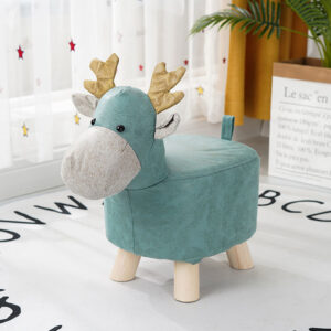 SOGA Green Children Bench Deer Character Round Ottoman Stool Soft Small Comfy Seat Home Decor, Furniture, Other Seating, Benches, , ,  - NZ DEPOT 2