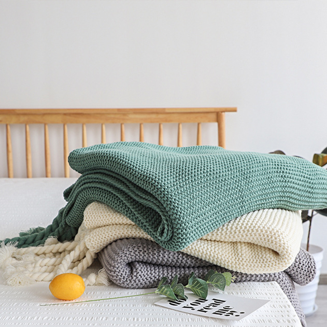 Soga Green Tassel Fringe Knitting Blanket Warm Cozy Woven Cover Couch Bed Sofa Home Decor, Home, Bed Linen, Throws And Blankets, Blankets, ,  - Nz Depot 10