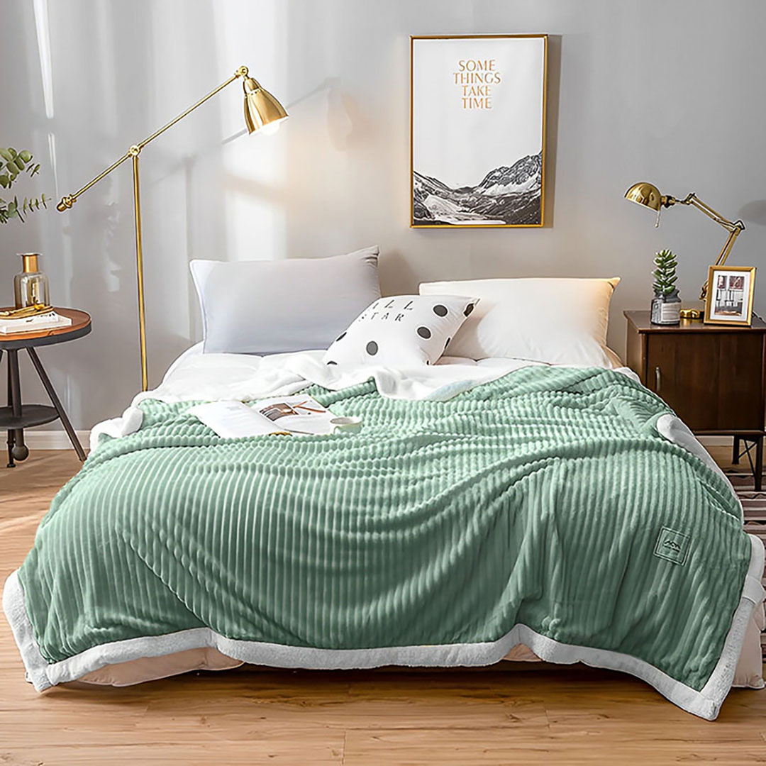 Soga Light Green Throw Blanket Warm Cozy Double Sided Thick Flannel Coverlet Fleece Bed Sofa Comforter, Home, Bed Linen, Throws And Blankets, Blankets, ,  - Nz Depot 3