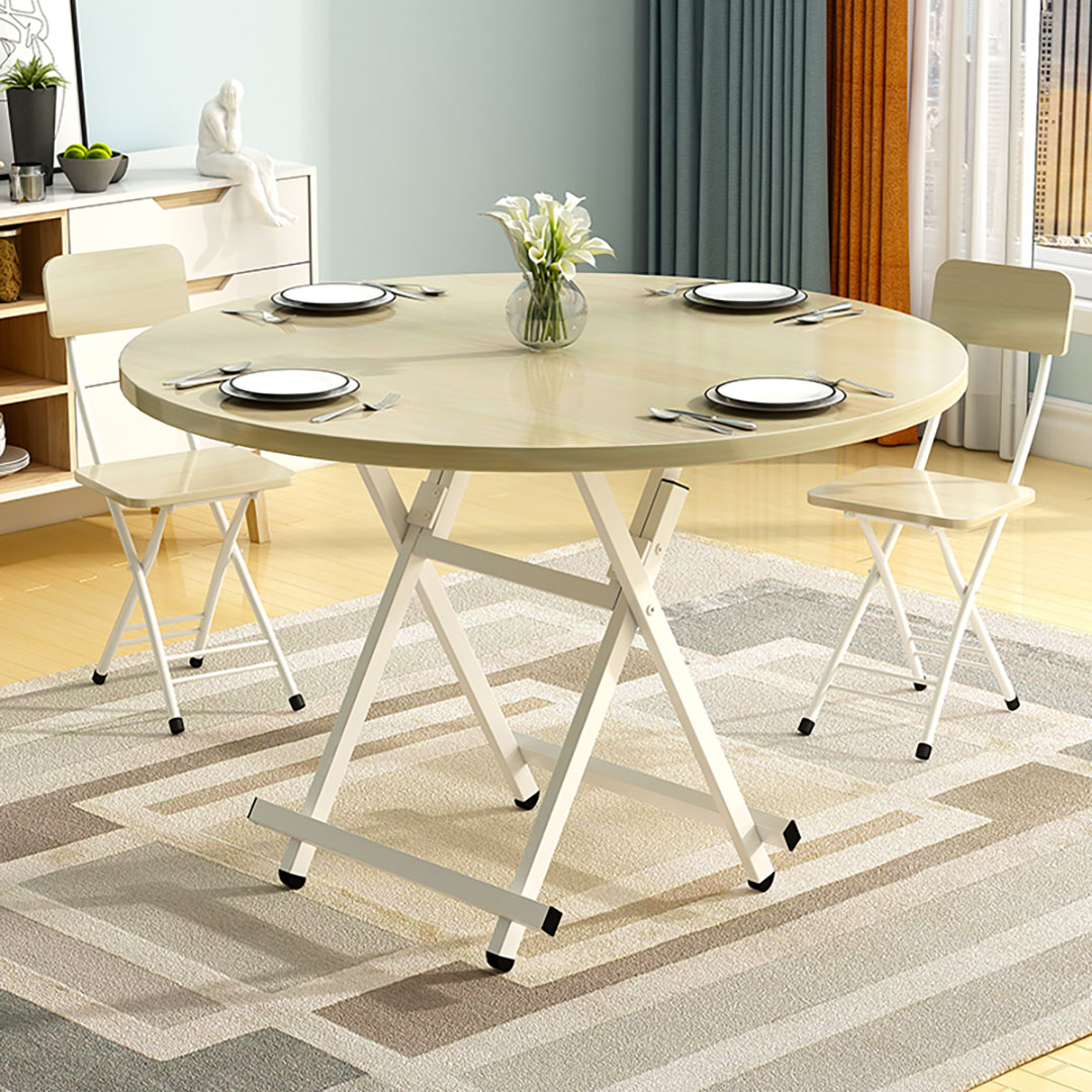 Soga Maple Grain Dining Table Portable Round Surface Space Saving Folding Desk Home Decor, Furniture, Living Room Furniture, Tables, , ,  - Nz Depot 2