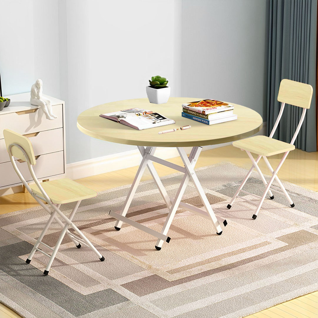 Soga Maple Grain Dining Table Portable Round Surface Space Saving Folding Desk Home Decor, Furniture, Living Room Furniture, Tables, , ,  - Nz Depot 3