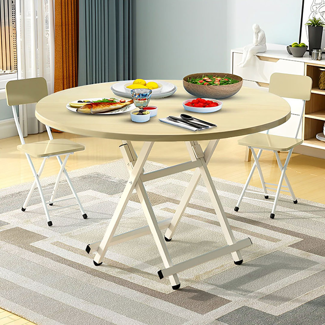 Soga Maple Grain Dining Table Portable Round Surface Space Saving Folding Desk Home Decor, Furniture, Living Room Furniture, Tables, , ,  - Nz Depot 4