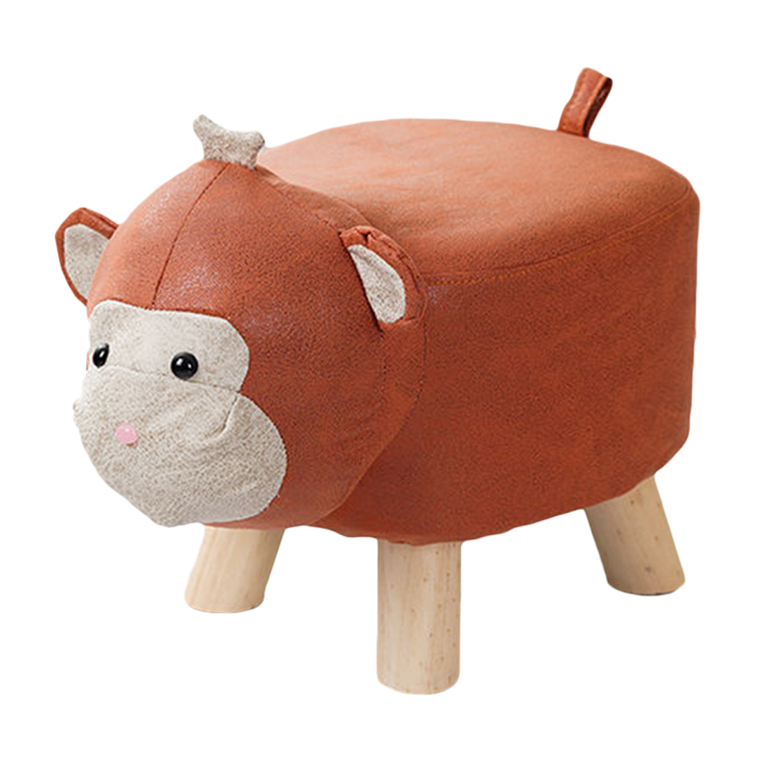 Soga Orange Children Bench Monkey Character Round Ottoman Stool Soft Small Comfy Seat Home Decor, Furniture, Other Seating, Benches, , ,  - Nz Depot 1