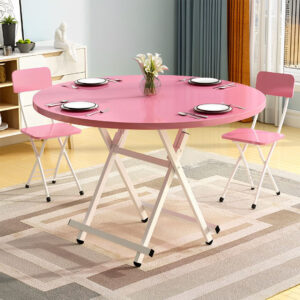 SOGA Pink Dining Table Portable Round Surface Space Saving Folding Desk Home Decor, Furniture, Living Room Furniture, Tables, , ,  - NZ DEPOT 2