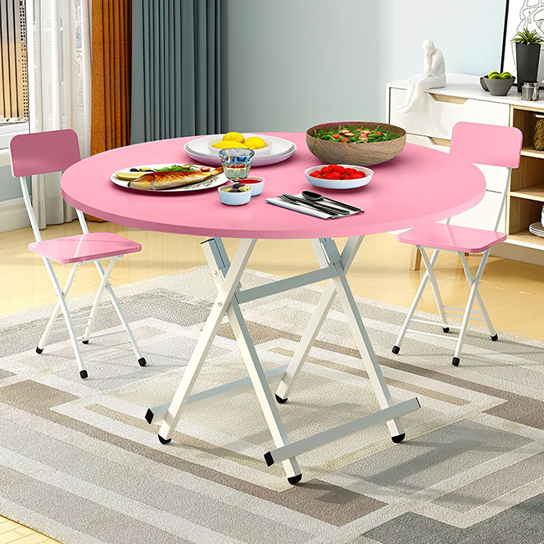 Soga Pink Dining Table Portable Round Surface Space Saving Folding Desk Home Decor, Furniture, Living Room Furniture, Tables, , ,  - Nz Depot 4