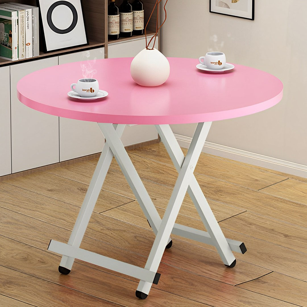 Soga Pink Dining Table Portable Round Surface Space Saving Folding Desk Home Decor, Furniture, Living Room Furniture, Tables, , ,  - Nz Depot 5