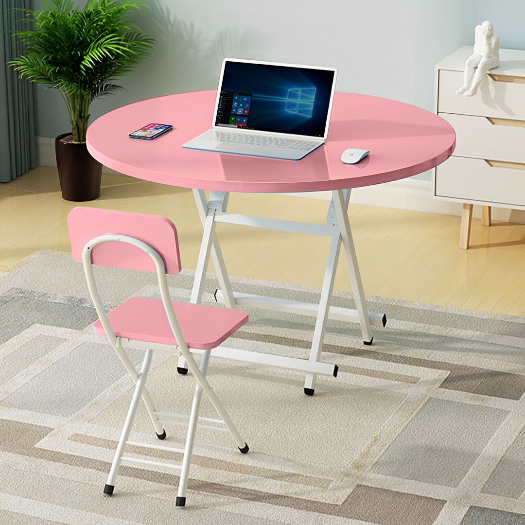 Soga Pink Dining Table Portable Round Surface Space Saving Folding Desk Home Decor, Furniture, Living Room Furniture, Tables, , ,  - Nz Depot 6