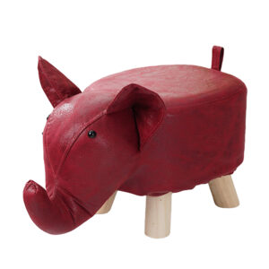 SOGA Red Children Bench Elephant Character Round Ottoman Stool Soft Small Comfy Seat Home Decor NZ DEPOT - NZ DEPOT