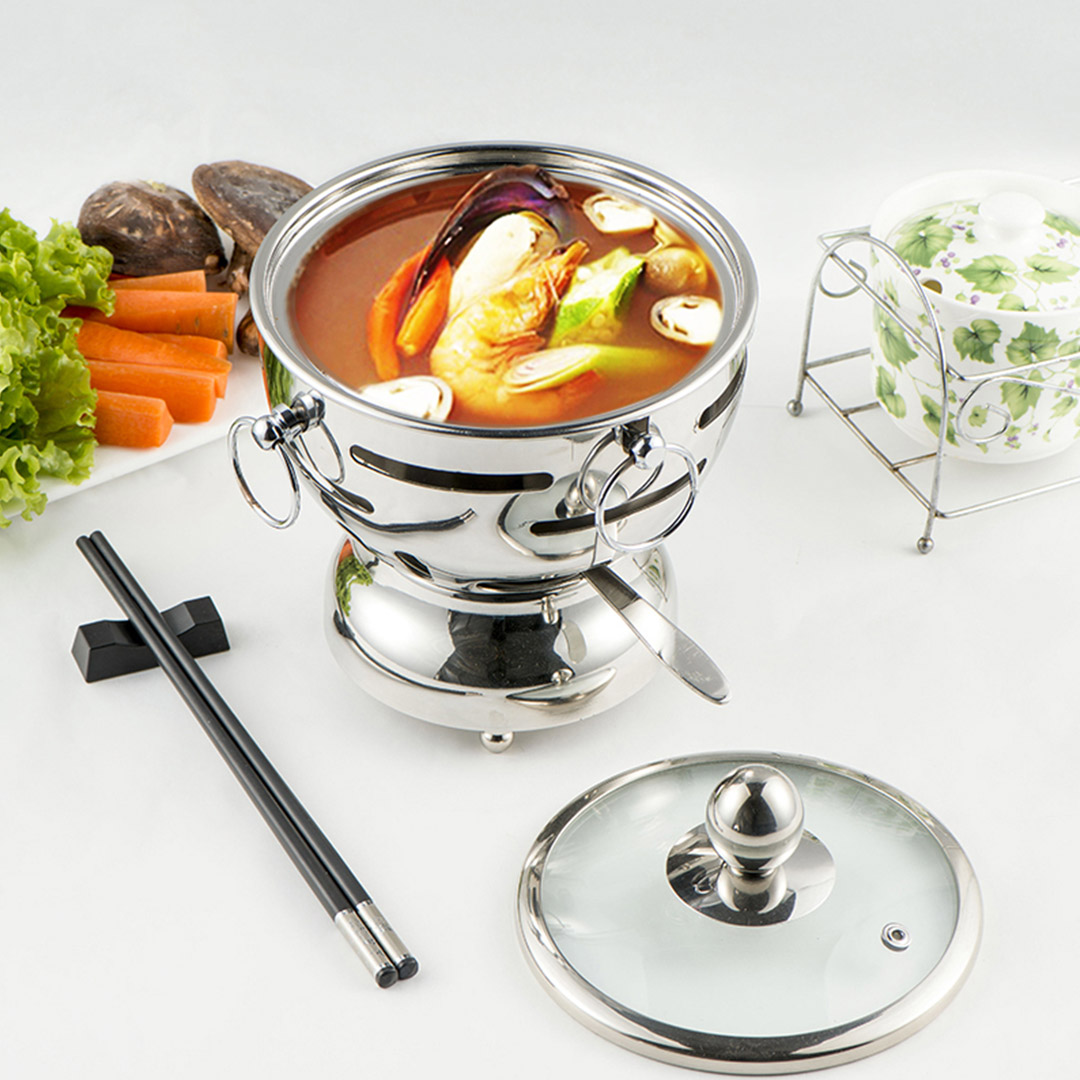 SOGA Stainless Steel Mini Asian Buffet Hot Pot Single Person Shabu Alcohol Stove Burner with Glass Lid, Business & Industrial, Food Service, Plate & Dish Warmers, , ,  - NZ DEPOT 10