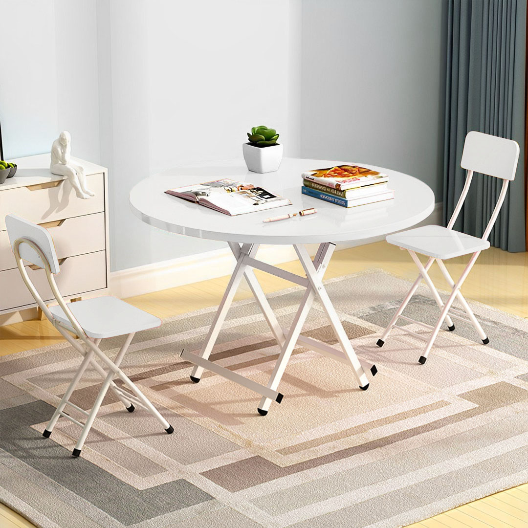 SOGA White Dining Table Portable Round Surface Space Saving Folding Desk Home Decor, Furniture, Living Room Furniture, Tables, , ,  - NZ DEPOT 3