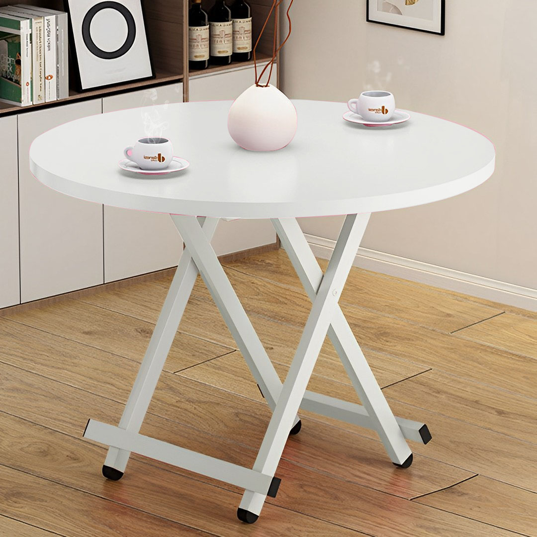 SOGA White Dining Table Portable Round Surface Space Saving Folding Desk Home Decor, Furniture, Living Room Furniture, Tables, , ,  - NZ DEPOT 5