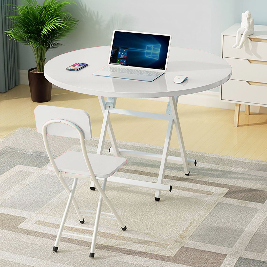 SOGA White Dining Table Portable Round Surface Space Saving Folding Desk Home Decor, Furniture, Living Room Furniture, Tables, , ,  - NZ DEPOT 6