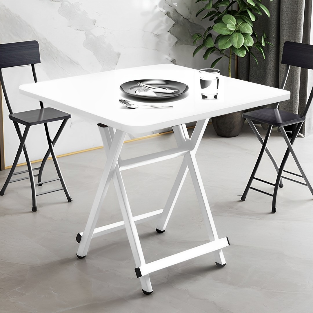 SOGA White Dining Table Portable Square Surface Space Saving Folding Desk with Lacquered Legs Home Decor, Furniture, Living Room Furniture, Tables, , ,  - NZ DEPOT 3