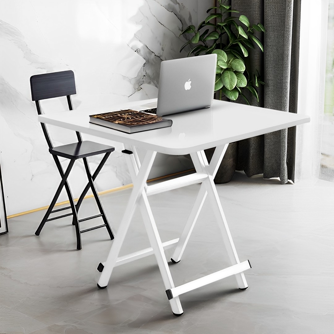 SOGA White Dining Table Portable Square Surface Space Saving Folding Desk with Lacquered Legs Home Decor, Furniture, Living Room Furniture, Tables, , ,  - NZ DEPOT 4