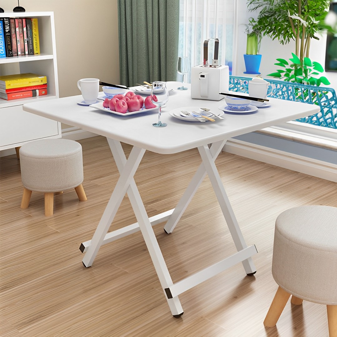 SOGA White Dining Table Portable Square Surface Space Saving Folding Desk with Lacquered Legs Home Decor, Furniture, Living Room Furniture, Tables, , ,  - NZ DEPOT 5