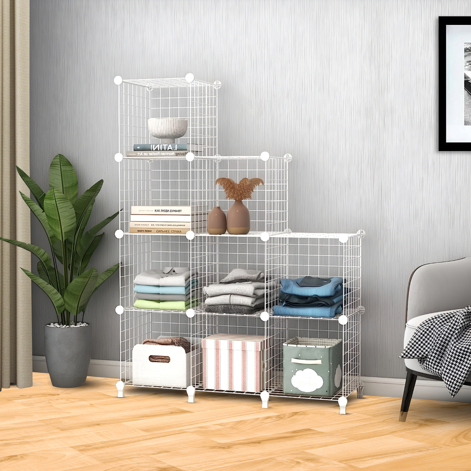 Soga White Portable 9-Cube 3 Column Storage Organiser Foldable Diy Modular Grid Space Saving Shelf 149Cm, Furniture, Storage &Amp; Shelving, Home Storage, , ,  - Nz Depot 5