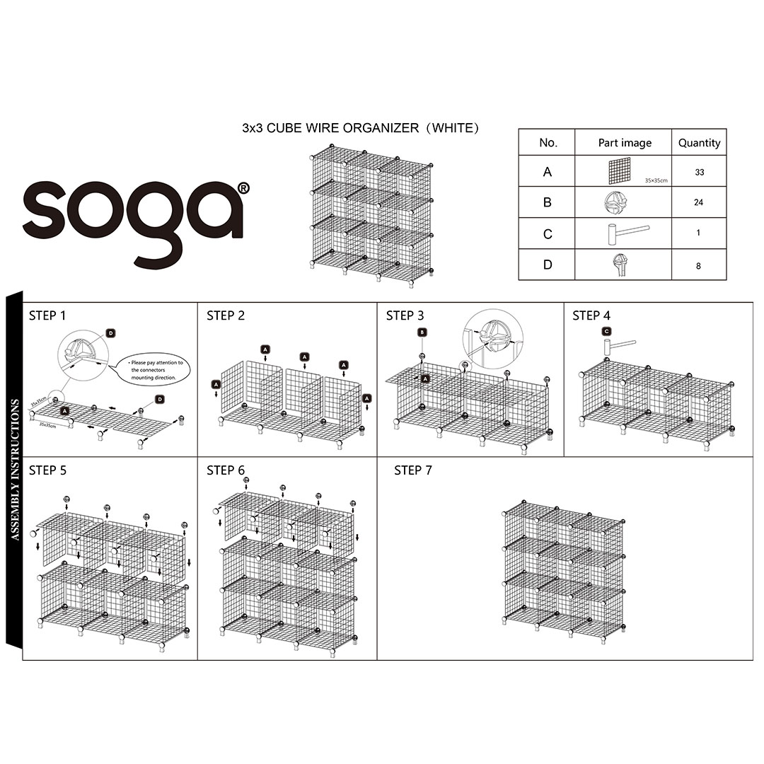 Soga White Portable 9-Cube 3 Column Storage Organiser Foldable Diy Modular Grid Space Saving Shelf, Furniture, Storage &Amp; Shelving, Home Storage, , ,  - Nz Depot 9