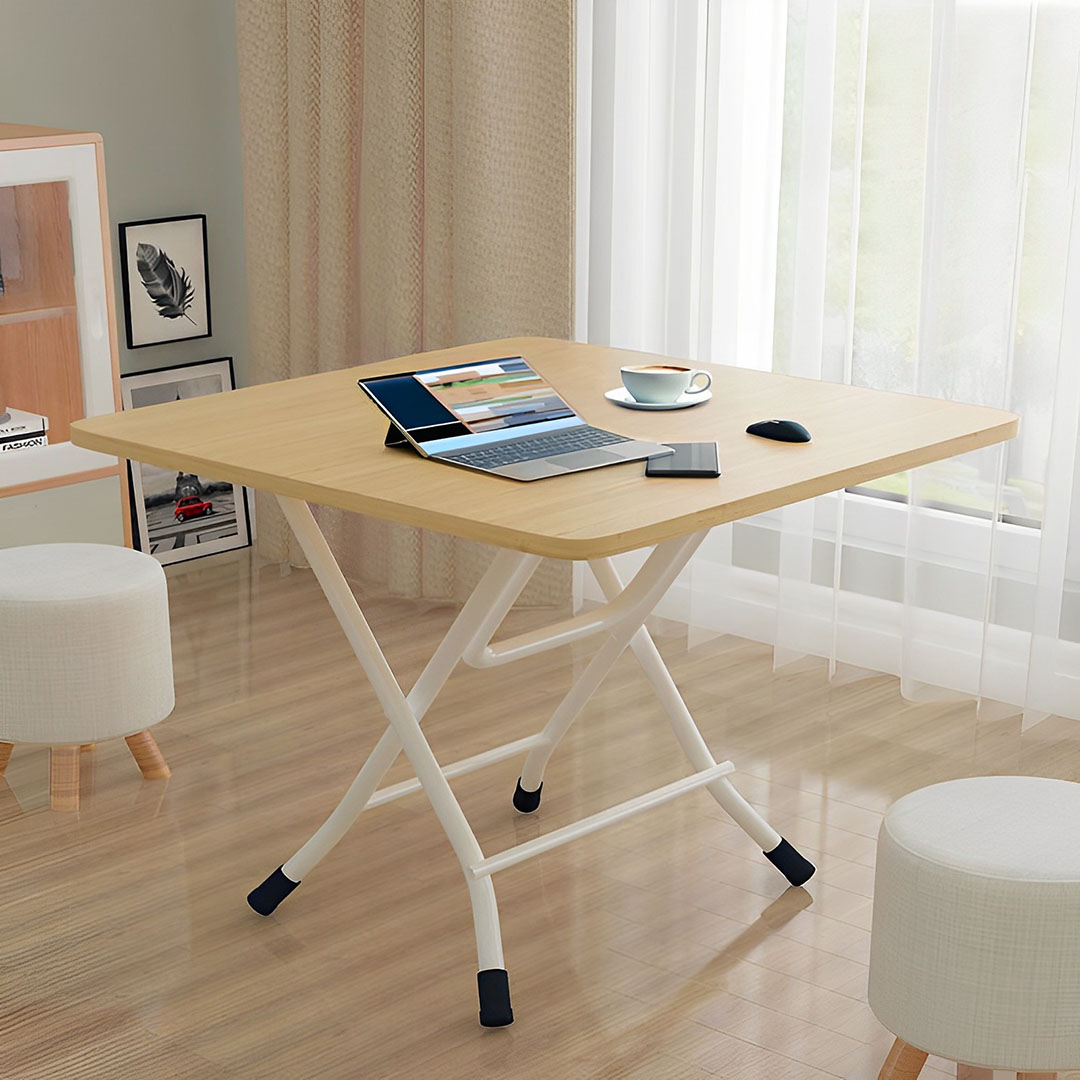 Soga Wood-Colored Dining Table Portable Square Surface Space Saving Folding Desk Home Decor, Furniture, Living Room Furniture, Tables, , ,  - Nz Depot 3