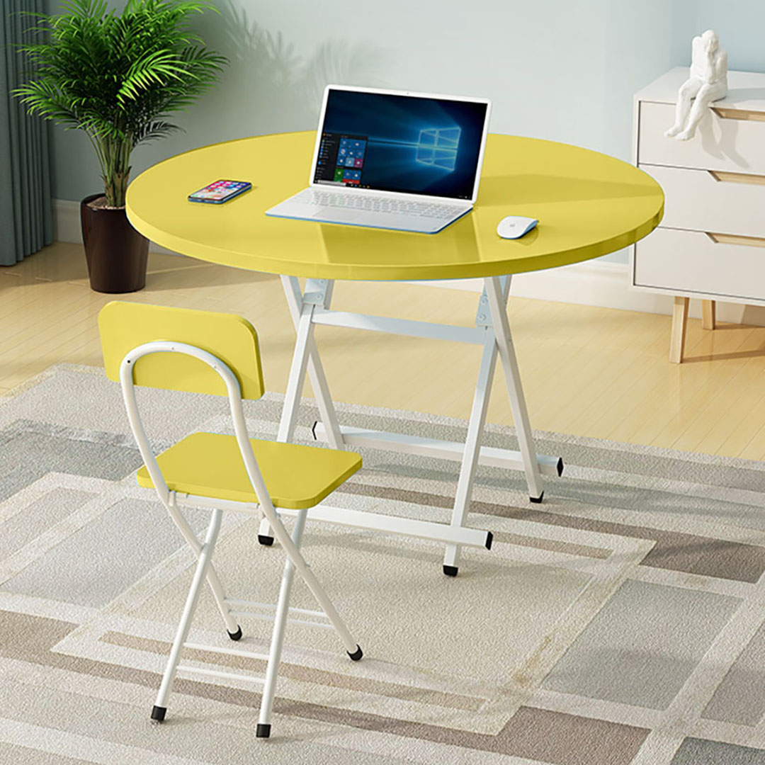 Soga Yellow Dining Table Portable Round Surface Space Saving Folding Desk Home Decor, Furniture, Living Room Furniture, Tables, , ,  - Nz Depot 6