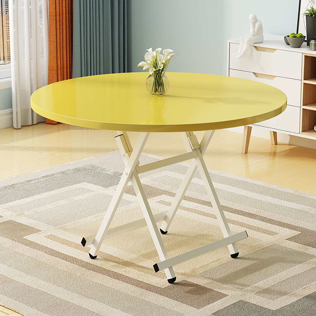 Soga Yellow Dining Table Portable Round Surface Space Saving Folding Desk Home Decor, Furniture, Living Room Furniture, Tables, , ,  - Nz Depot 7