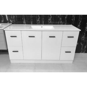 Vanity Misty Series Free Standing 1500F White 100 Water Proof T1500F Freestanding Square Basin NZ DEPOT