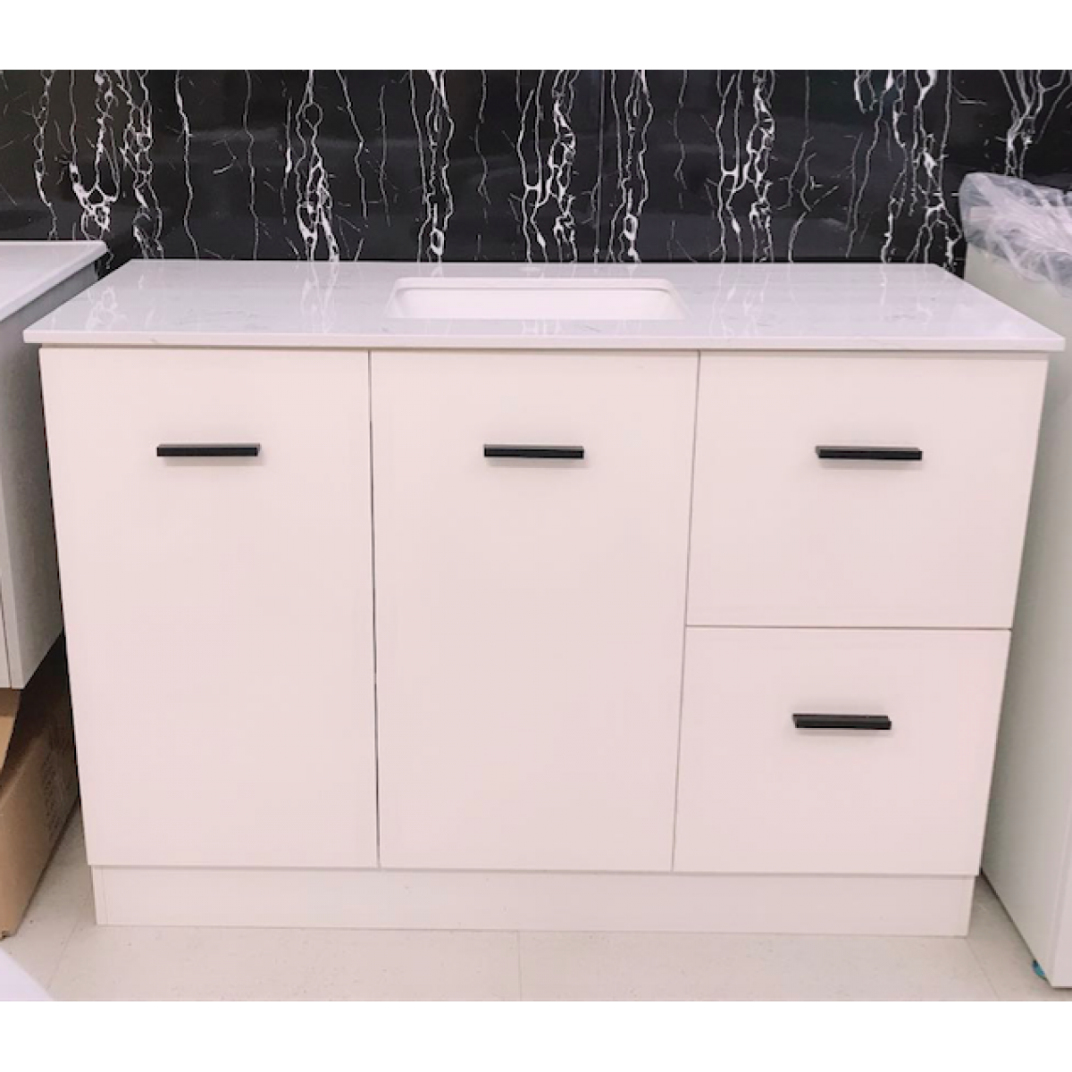 Vanity - Misty Series T1200F-BS Gloss White - 100% Water Proof, Counter Top Basin - NZ DEPOT