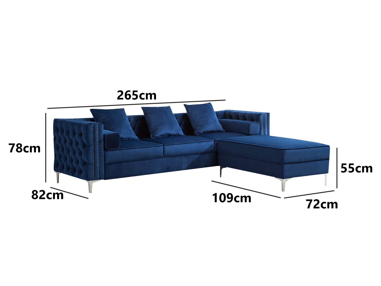 Vansen Sectional Sofa Velvet Blue PR9482 Sofas Sectionals Sofa Beds NZ DEPOT 6